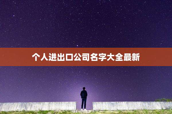个人进出口公司名字大全最新