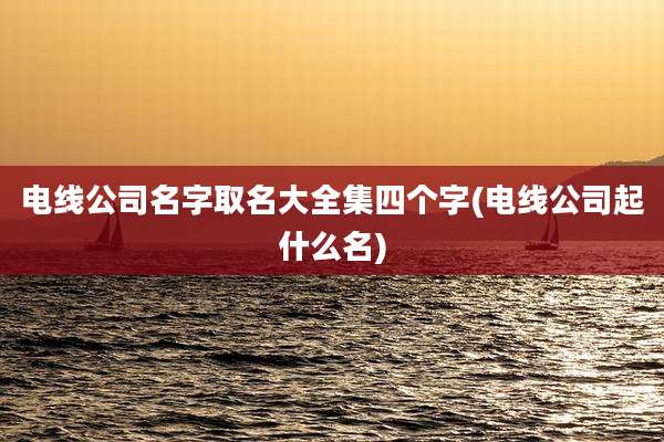 电线公司名字取名大全集四个字(电线公司起什么名)