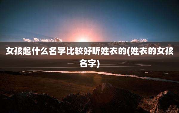 女孩起什么名字比较好听姓衣的(姓衣的女孩名字)