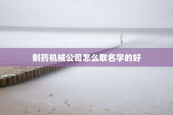 制药机械公司怎么取名字的好