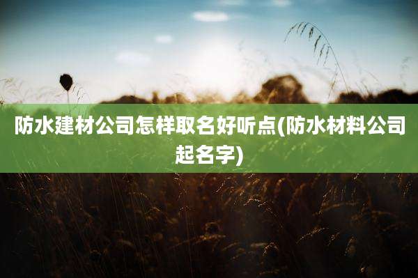 防水建材公司怎样取名好听点(防水材料公司起名字)