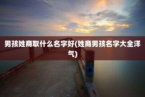 男孩姓商取什么名字好(姓商男孩名字大全洋气)