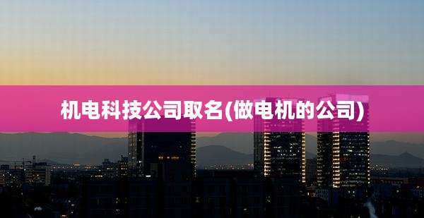 机电科技公司取名(做电机的公司)