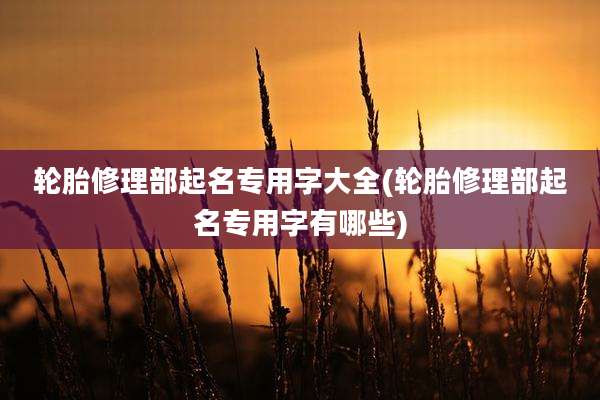 轮胎修理部起名专用字大全(轮胎修理部起名专用字有哪些)
