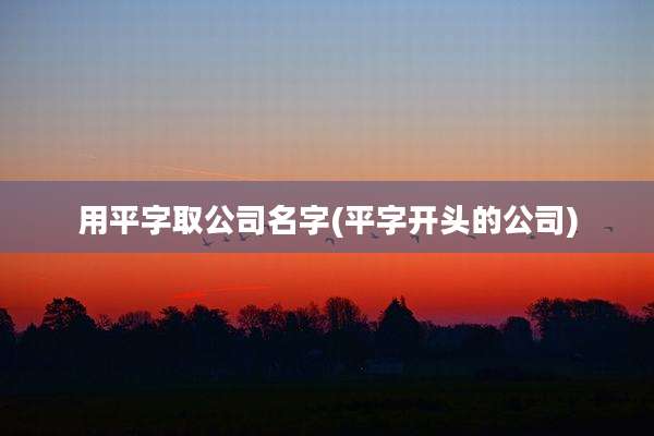 用平字取公司名字(平字开头的公司)