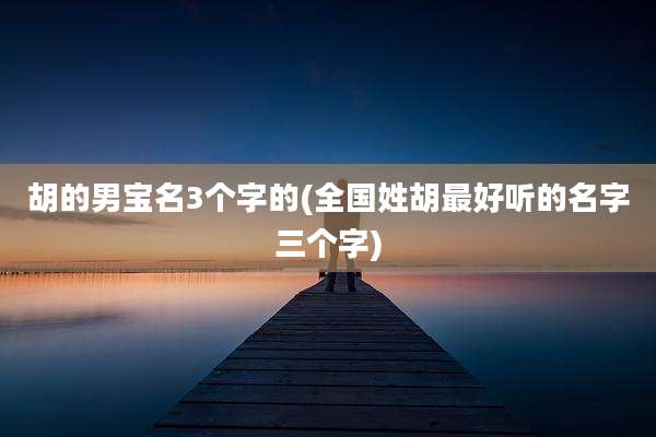 胡的男宝名3个字的(全国姓胡最好听的名字三个字)