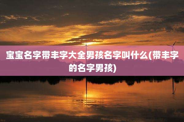 宝宝名字带丰字大全男孩名字叫什么(带丰字的名字男孩)