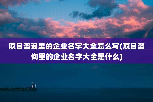 项目咨询里的企业名字大全怎么写(项目咨询里的企业名字大全是什么)
