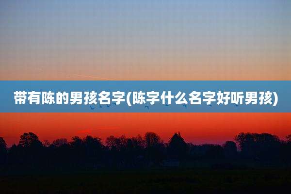 带有陈的男孩名字(陈字什么名字好听男孩)