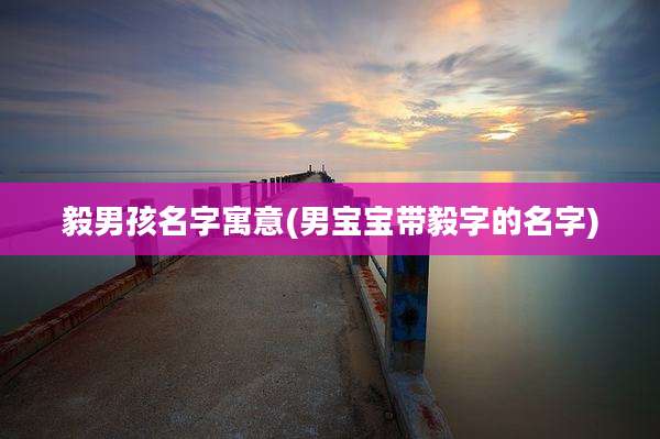 毅男孩名字寓意(男宝宝带毅字的名字)
