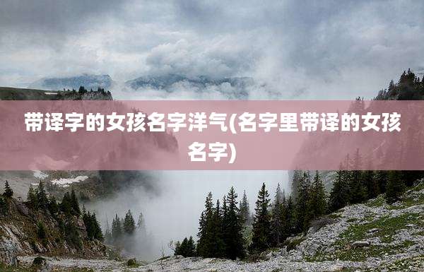 带译字的女孩名字洋气(名字里带译的女孩名字)