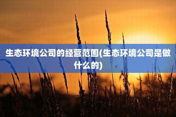 生态环境公司的经营范围(生态环境公司是做什么的)