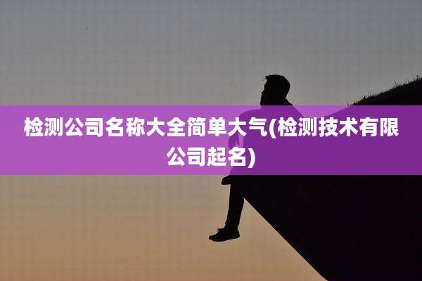 检测公司名称大全简单大气(检测技术有限公司起名)