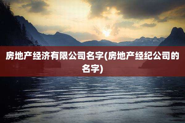 房地产经济有限公司名字(房地产经纪公司的名字)
