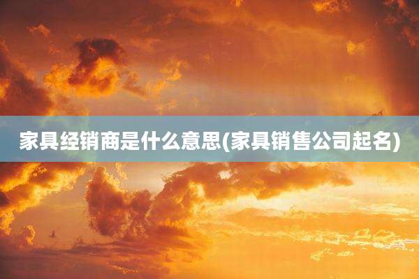 家具经销商是什么意思(家具销售公司起名)