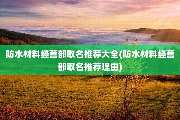 防水材料经营部取名推荐大全(防水材料经营部取名推荐理由)