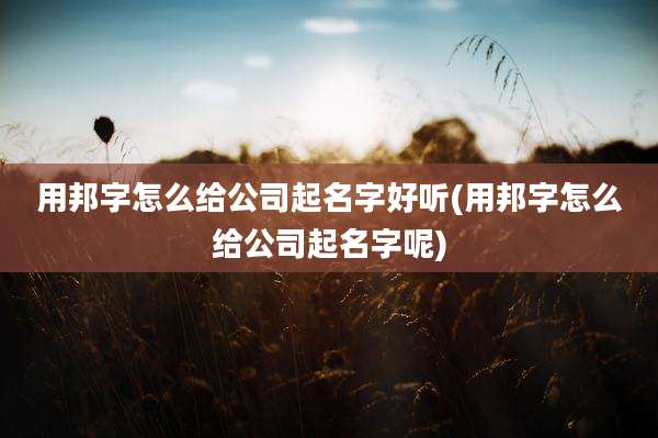 用邦字怎么给公司起名字好听(用邦字怎么给公司起名字呢)
