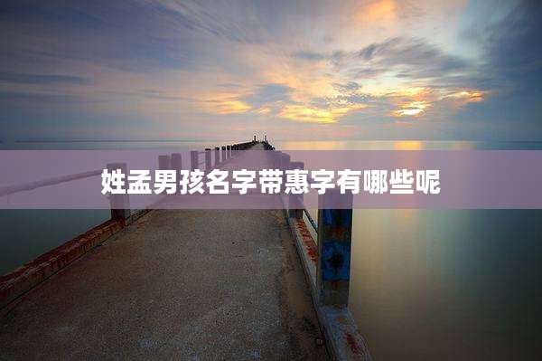 姓孟男孩名字带惠字有哪些呢