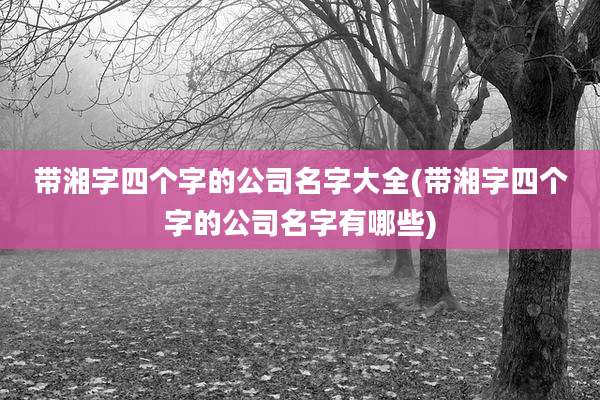 带湘字四个字的公司名字大全(带湘字四个字的公司名字有哪些)