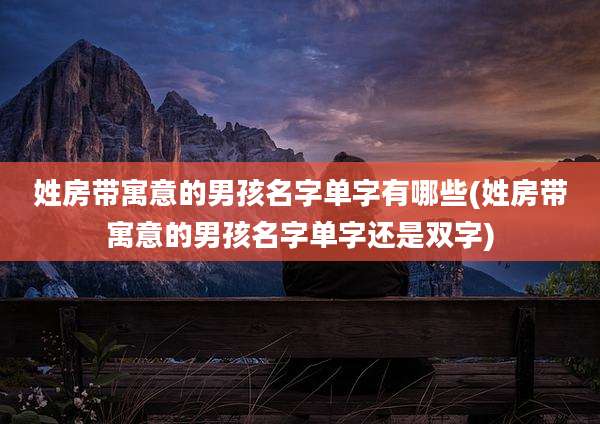 姓房带寓意的男孩名字单字有哪些(姓房带寓意的男孩名字单字还是双字)