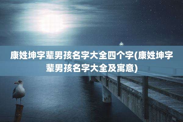 康姓坤字辈男孩名字大全四个字(康姓坤字辈男孩名字大全及寓意)
