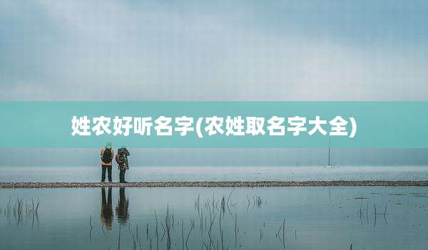 姓农好听名字(农姓取名字大全)