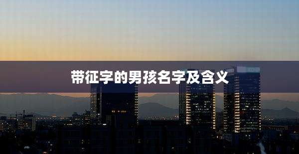 带征字的男孩名字及含义
