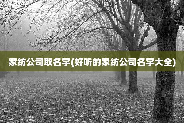 家纺公司取名字(好听的家纺公司名字大全)
