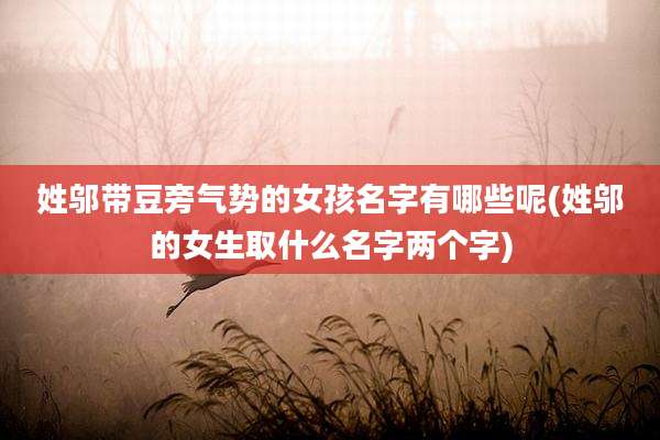 姓邬带豆旁气势的女孩名字有哪些呢(姓邬的女生取什么名字两个字)
