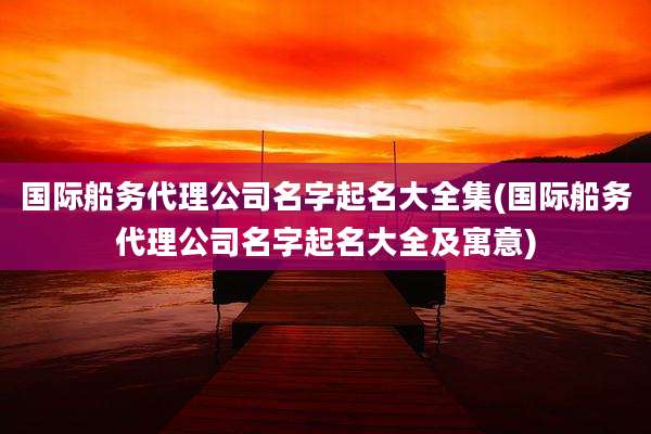 国际船务代理公司名字起名大全集(国际船务代理公司名字起名大全及寓意)