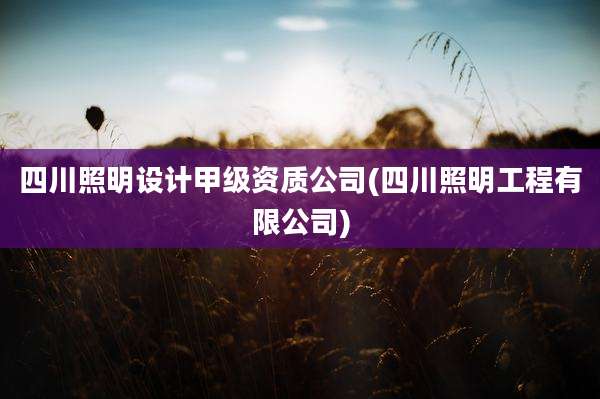 四川照明设计甲级资质公司(四川照明工程有限公司)
