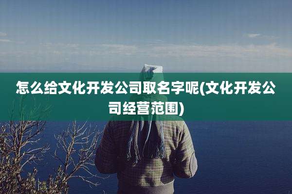 怎么给文化开发公司取名字呢(文化开发公司经营范围)