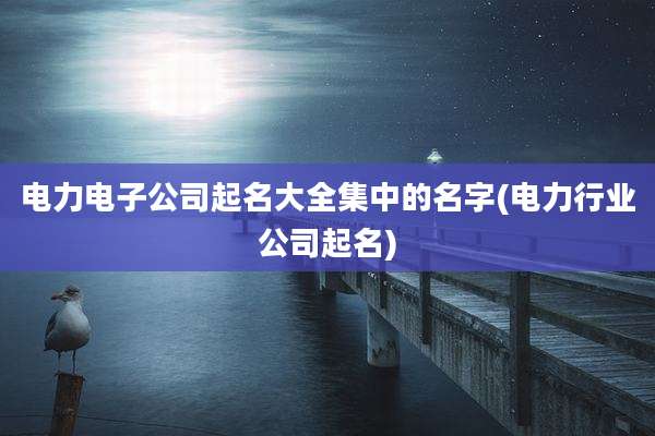 电力电子公司起名大全集中的名字(电力行业公司起名)