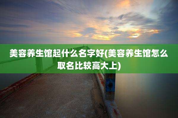 美容养生馆起什么名字好(美容养生馆怎么取名比较高大上)