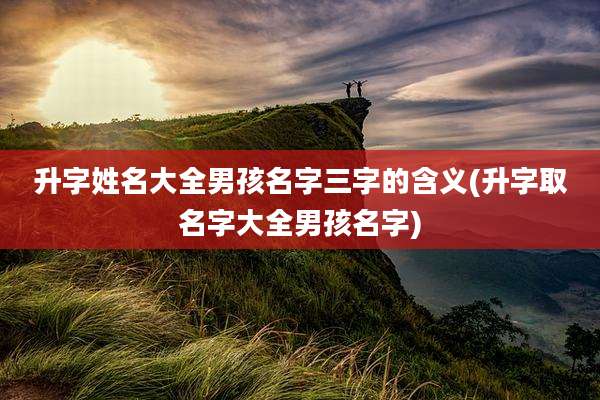 升字姓名大全男孩名字三字的含义(升字取名字大全男孩名字)