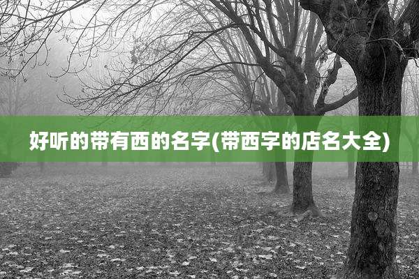 好听的带有西的名字(带西字的店名大全)