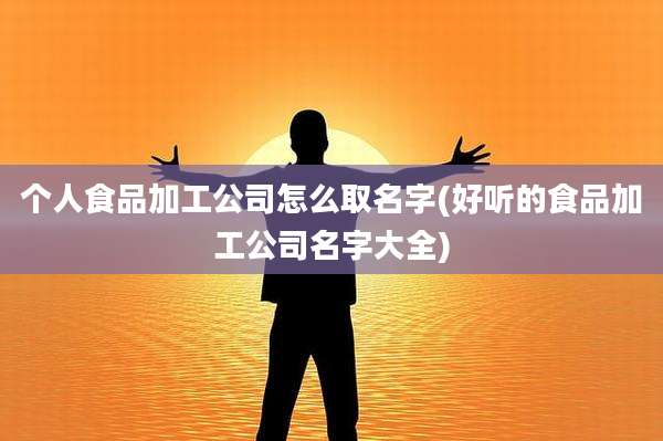 个人食品加工公司怎么取名字(好听的食品加工公司名字大全)