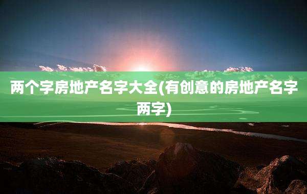 两个字房地产名字大全(有创意的房地产名字两字)
