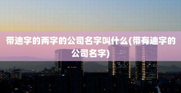 带迪字的两字的公司名字叫什么(带有迪字的公司名字)
