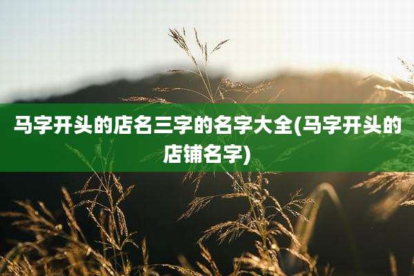 马字开头的店名三字的名字大全(马字开头的店铺名字)