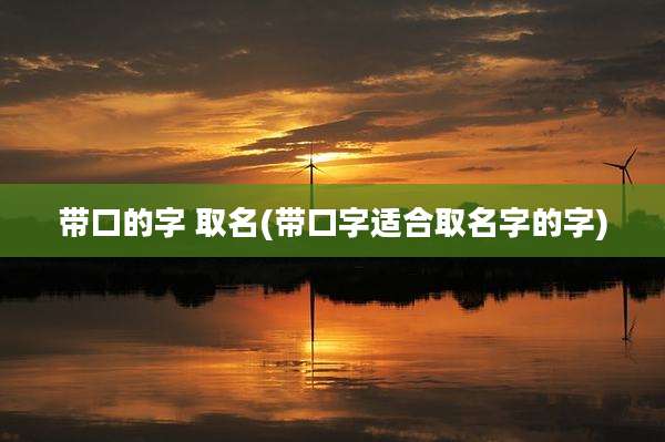 带口的字 取名(带口字适合取名字的字)