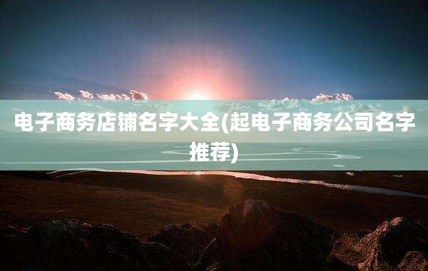 电子商务店铺名字大全(起电子商务公司名字推荐)