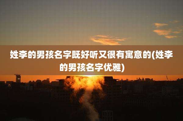 姓李的男孩名字既好听又很有寓意的(姓李的男孩名字优雅)