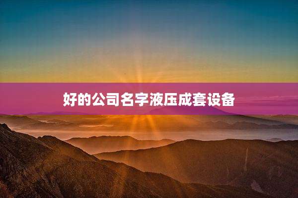 好的公司名字液压成套设备