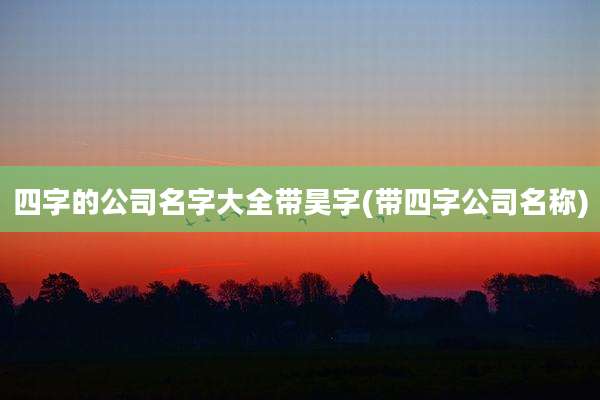 四字的公司名字大全带昊字(带四字公司名称)