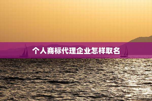 个人商标代理企业怎样取名