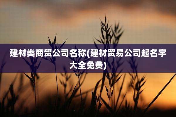 建材类商贸公司名称(建材贸易公司起名字大全免费)