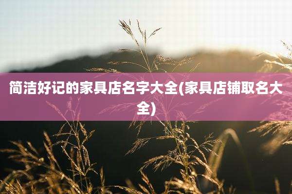 简洁好记的家具店名字大全(家具店铺取名大全)