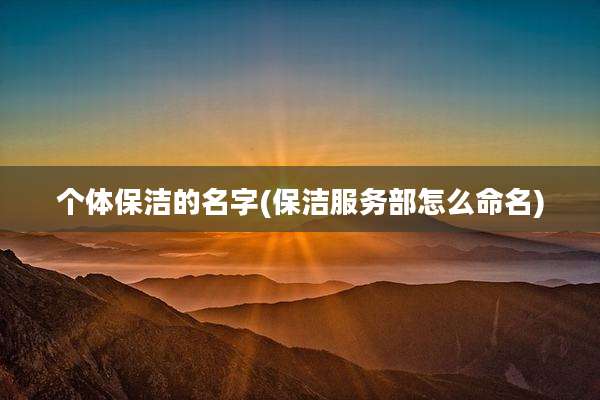 个体保洁的名字(保洁服务部怎么命名)