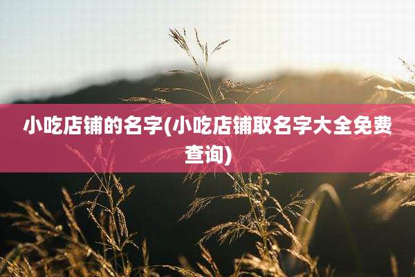 小吃店铺的名字(小吃店铺取名字大全免费查询)